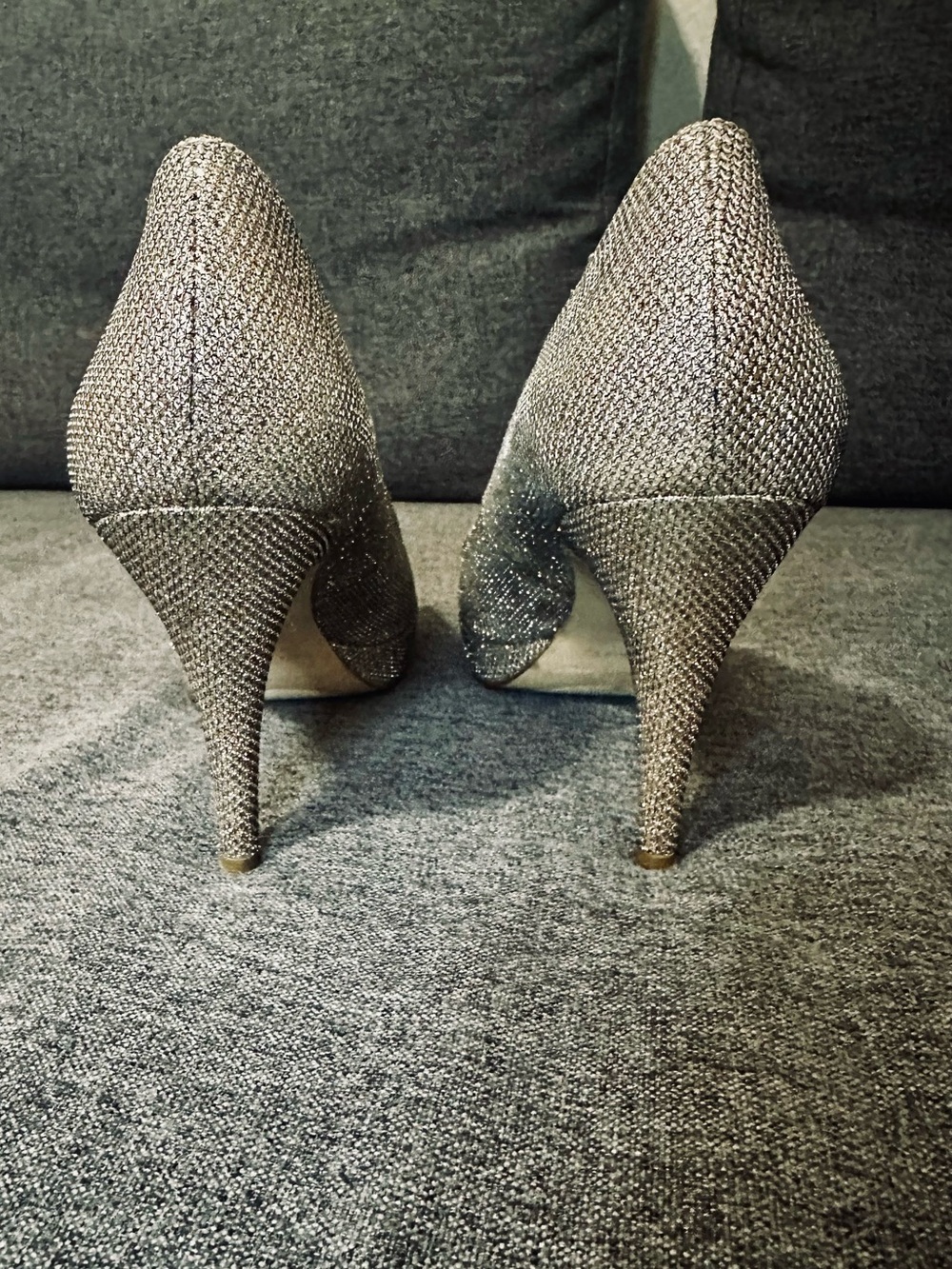 Enzo Angiolini Metallic Gold/Silver Peep-Toe Platform Heels - 8.5 - Picture 5 of 6